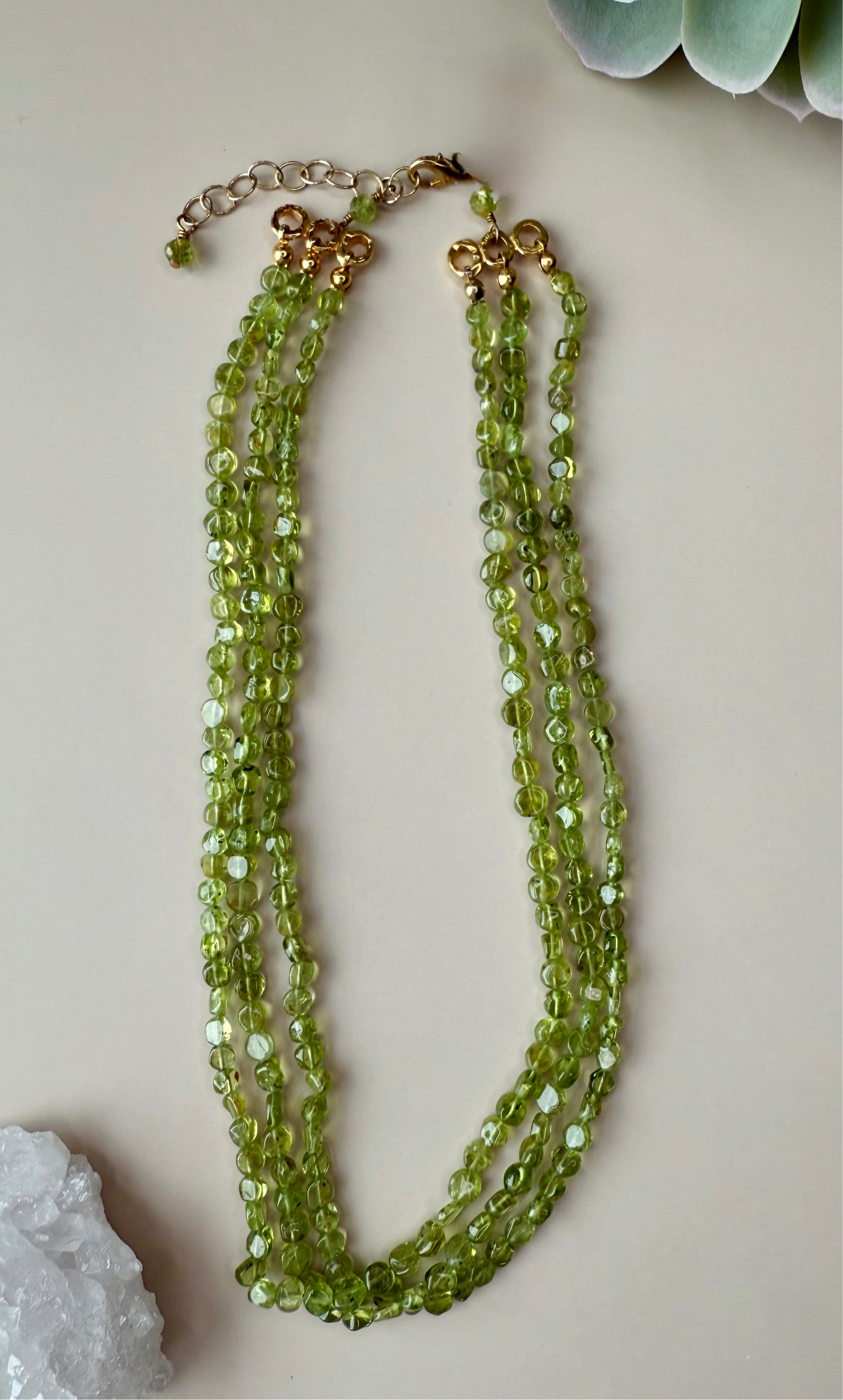 Peridot 3 Strand Necklace