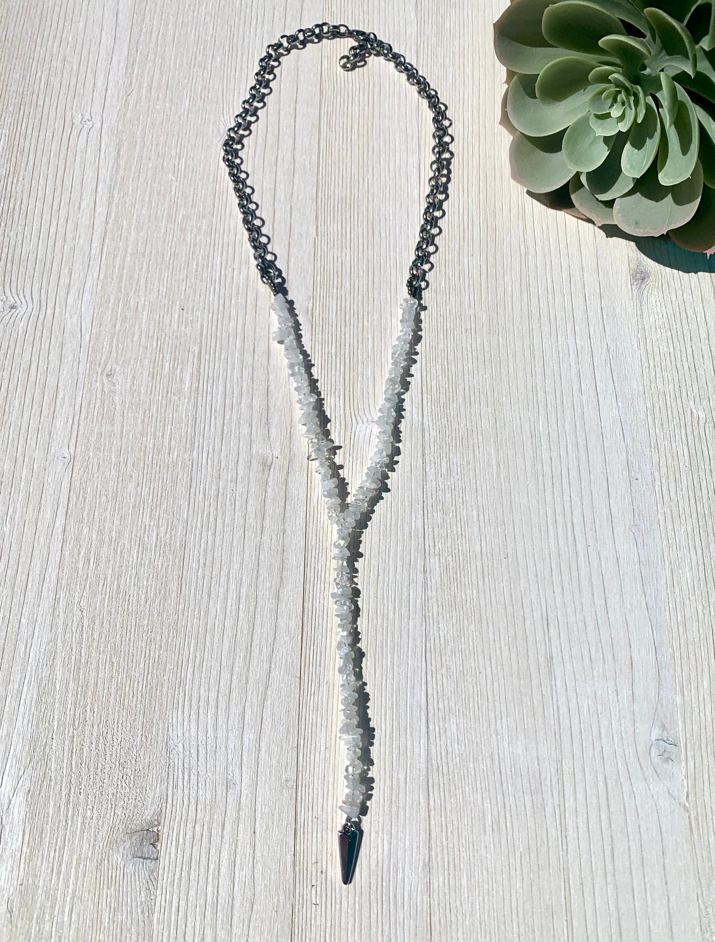 Moonstone Lariat Necklace