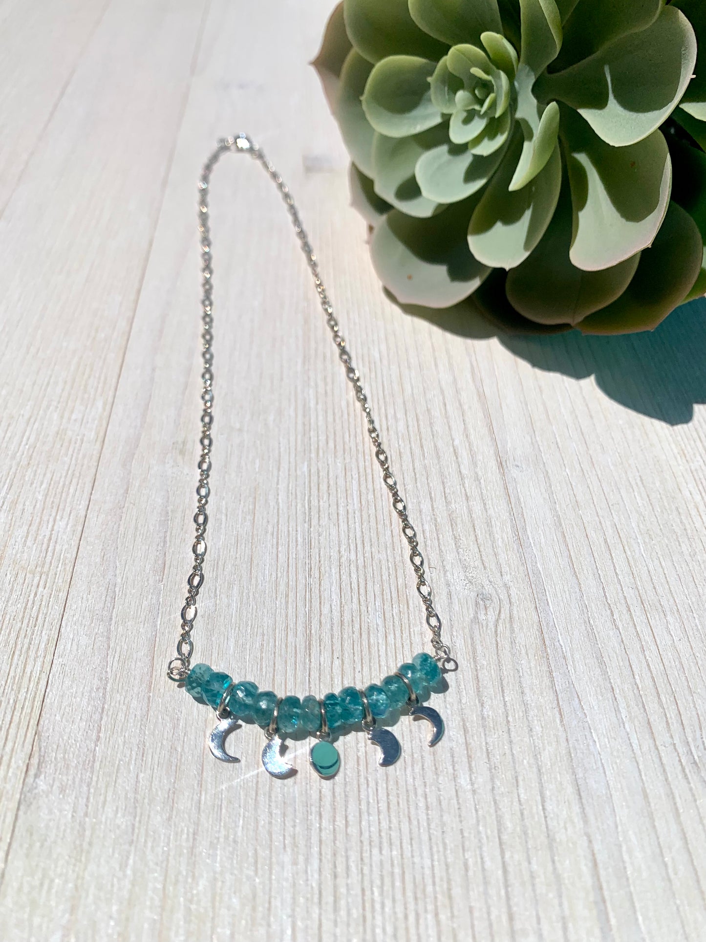 Apatite moon phase necklace