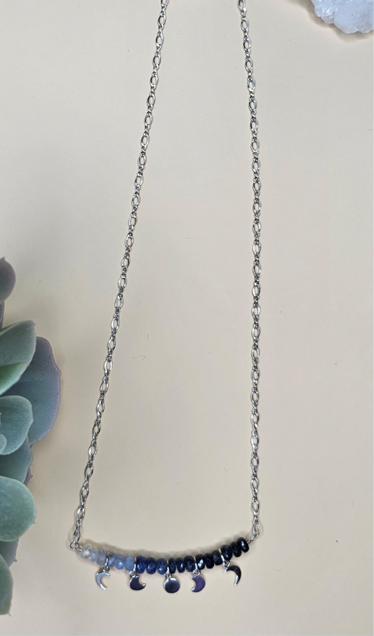 Starlit Sapphire Moonphase Necklace