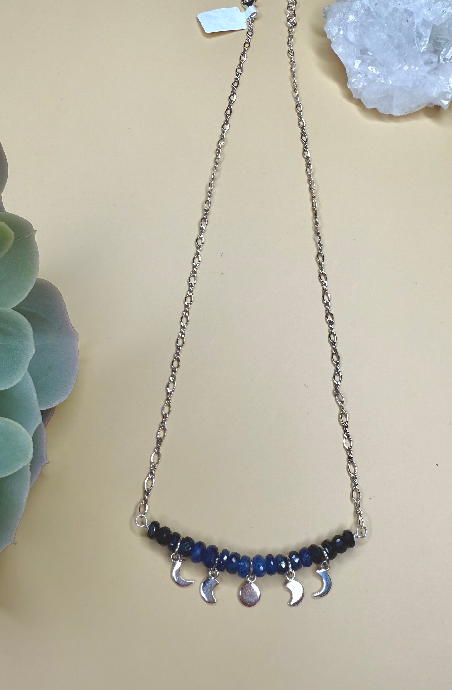 Midnight Sapphire Moon Phase Necklace