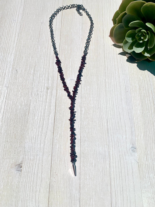 Garnet Lariat Necklace