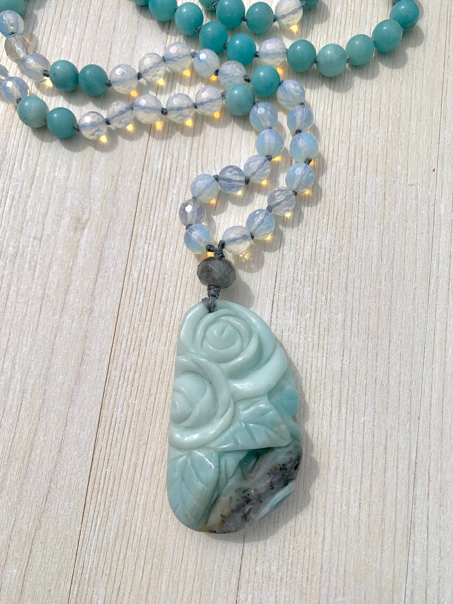 Amazonite flower Mala