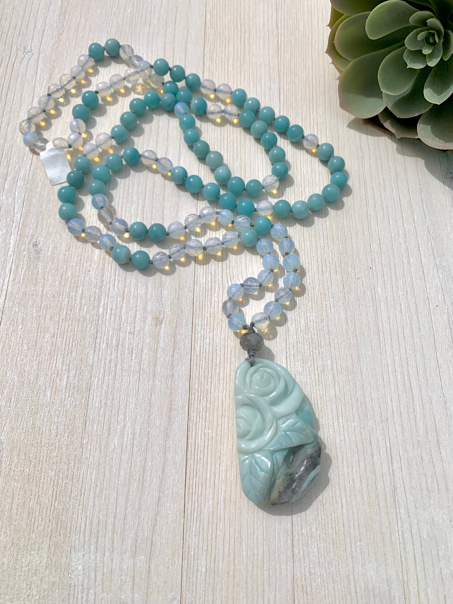 Amazonite flower Mala