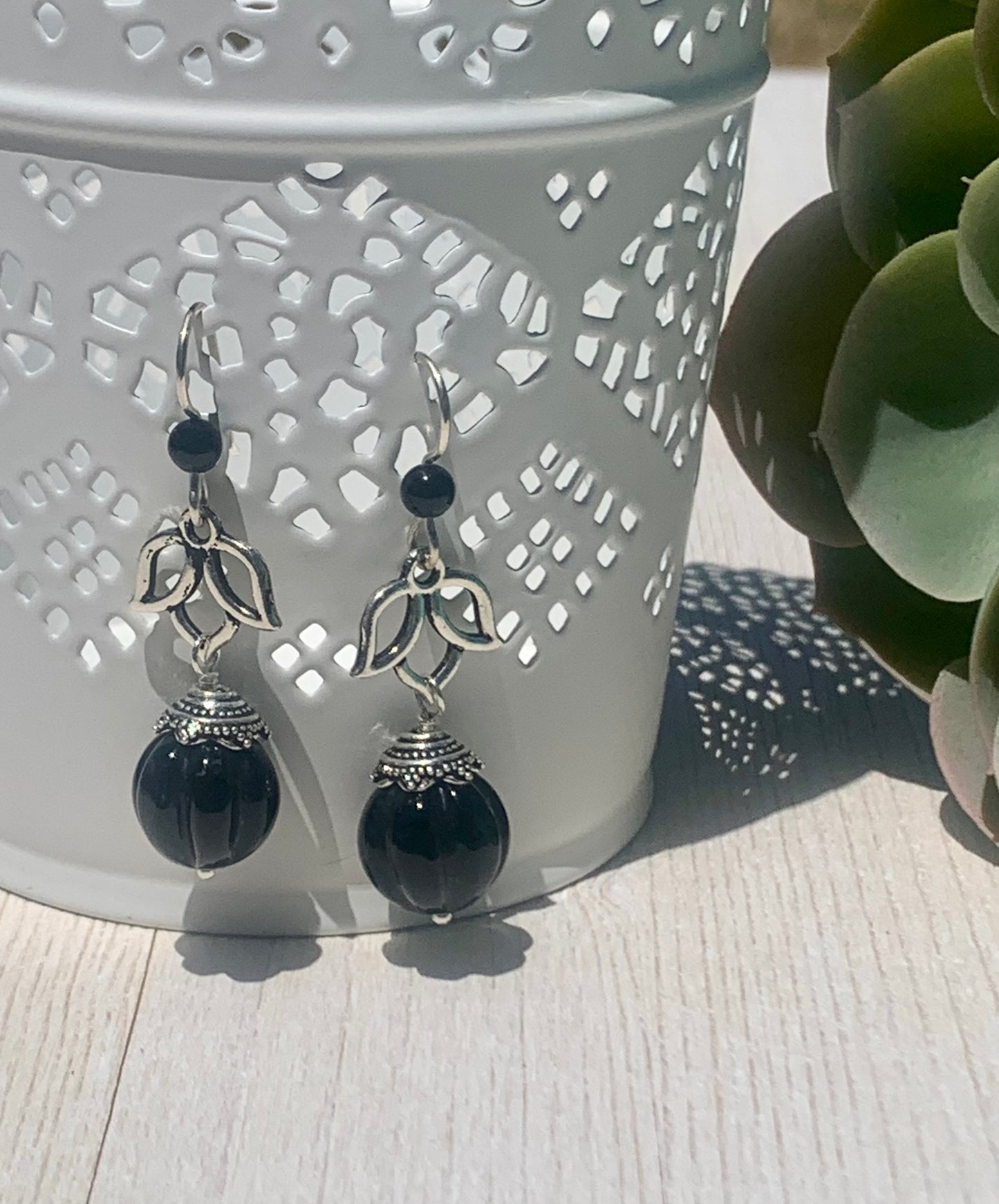 Black Blossom Earrings