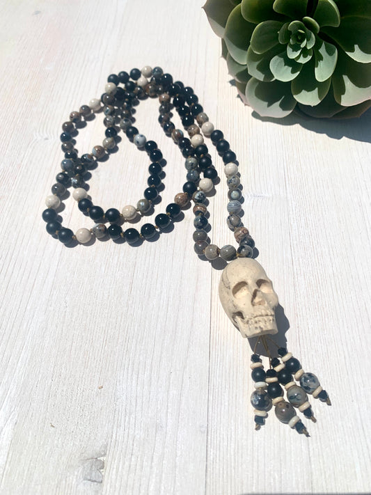 Crocodile Wood Skull Mala