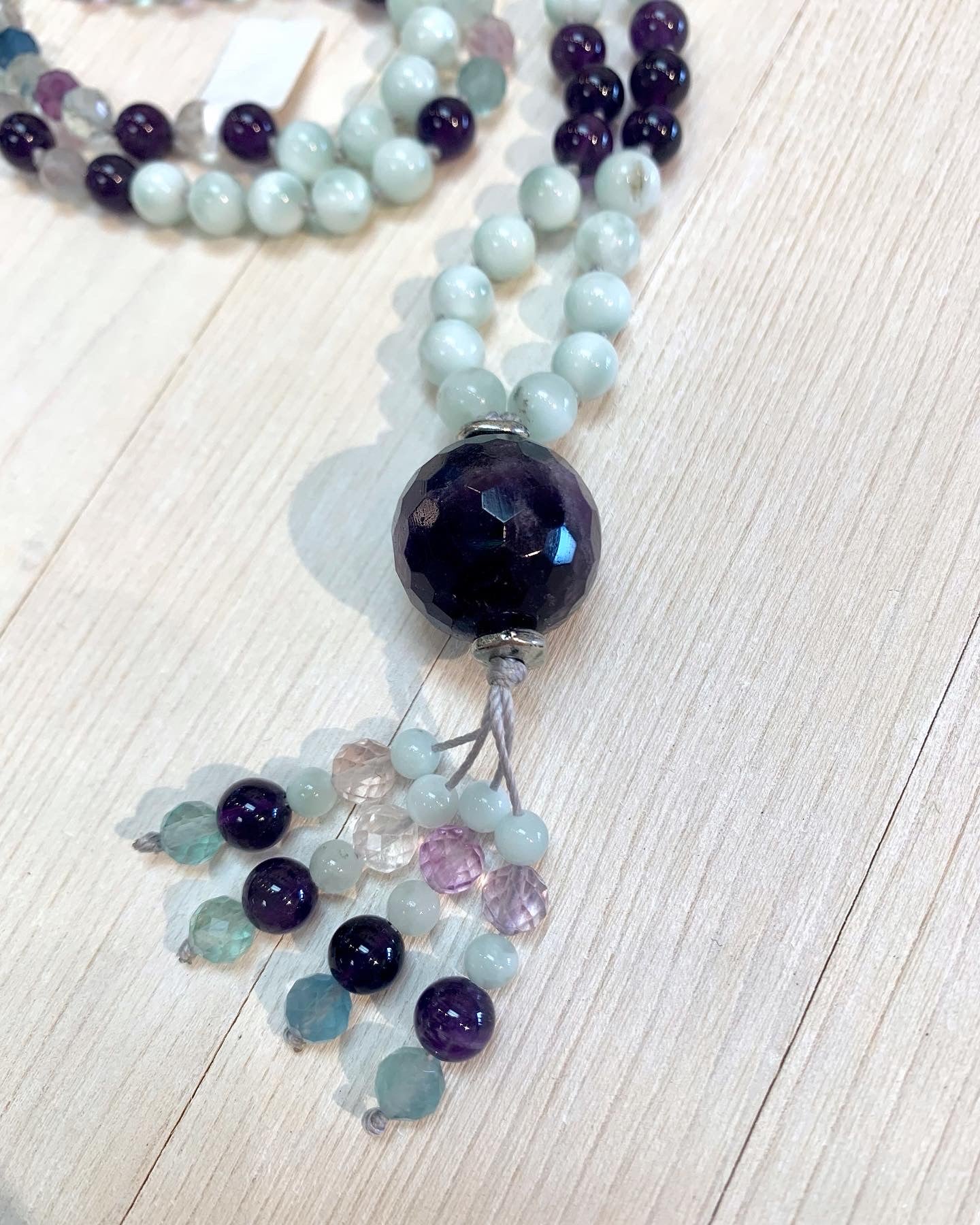 Amethyst beaded tassel mala