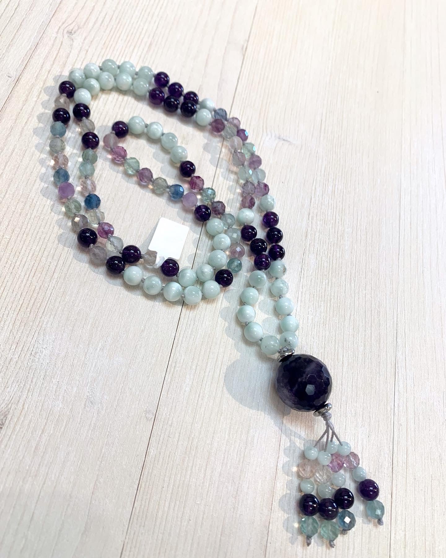 Amethyst beaded tassel mala